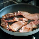 Home-cured bacon, frying
