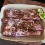 Ribs with seasoning applied