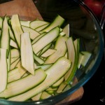 Sliced courgettes