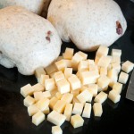 Dough balls and cheese cubes