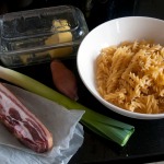 Ingredients for bacon leek macaroni