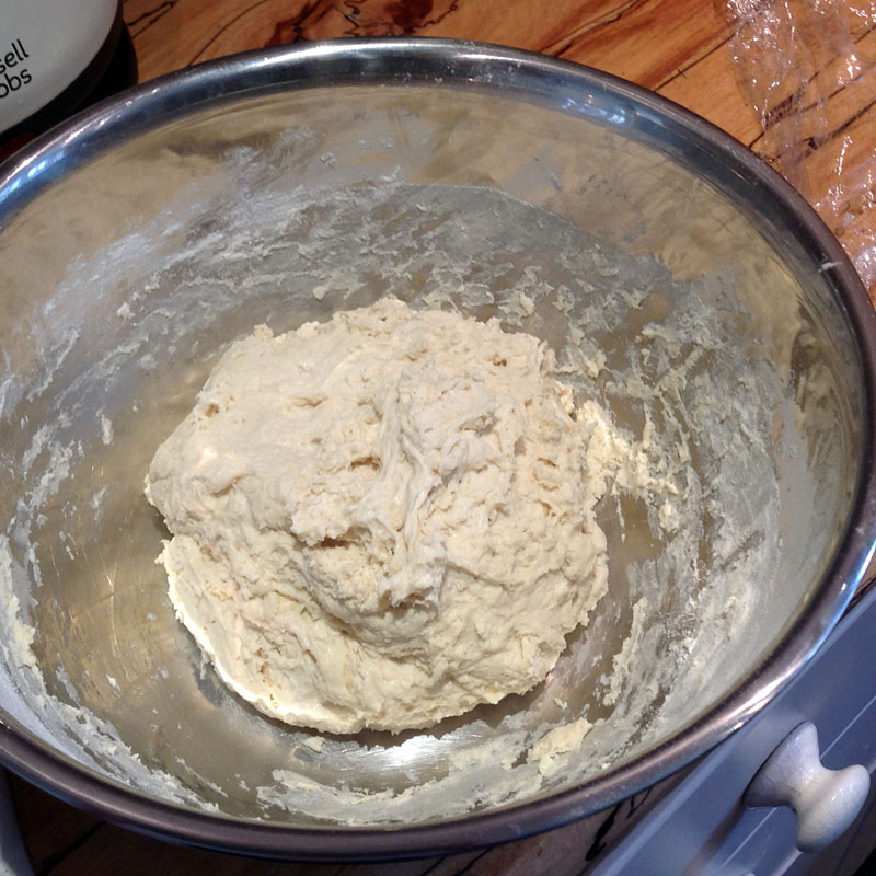 Roughly mix the dough and allow to rest